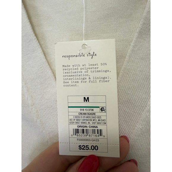 Women's Button-Front Cardigan - A New Day™ Cream M - Picture 6 of 6